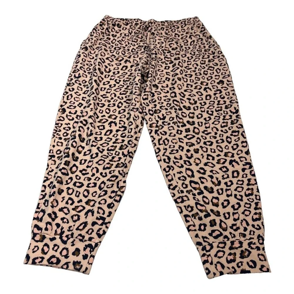 Dobreva Pajamas Set Pink Leopard Animal Print Modal Blend Size XL Lounge Cozy‎